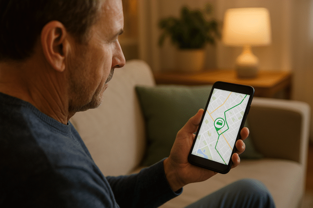 Un père suit en temps réel la voiture de son fils sur une application de géolocalisation GPS